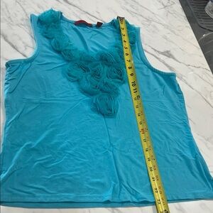 Red Brand Turquoise Tank Top with Floral Details